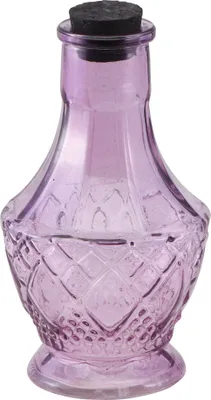 Obrázek produktu pro Malá skleněná lahvička s fialovým dekorem 11,5 cm -