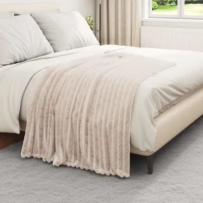Image de Ensemble de 6 couvertures en polaire beige, dimensions 150 x 130 cm