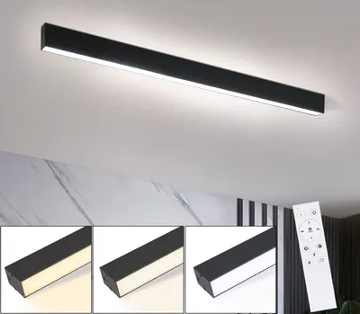 Produktbild von ZMH LED Deckenleuchte Wohnzimmer Deckenlampe 25W Modern Schwarz Deckenbeleuchtung 80CM Dimmbar mit Fernbedienung für Schlafzimmer  Küche Büro Esszimmer