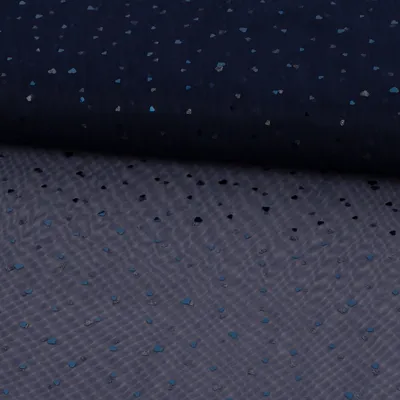 Produktbild von Tüllstoff Meterware mit Herzchen dunkelblau 1,50m