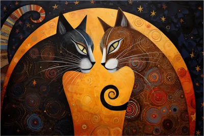 Produktbild von Wallario Poster - Katzen im Mondlicht, Kunstdruck Größe: 100 x 150 cm