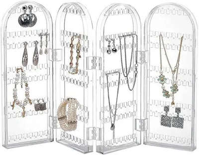 Produktbild von Unyqoos® Transparentes Acryl‑Schmuckdisplay, faltbarer Schmuckhalter für Ketten & Armbänder, kompakt für Zuhause und Reise