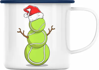 Produktbild von Trendation - Tennis Weihnachten Emaille Tasse Geschenk Tennisspieler Geschenkidee Trainer Coach (Blau)