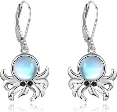 Image de VONALA Boucles d'oreilles Pieuvre 925 Argent Sterling Océan Bijoux Femme Cadeau