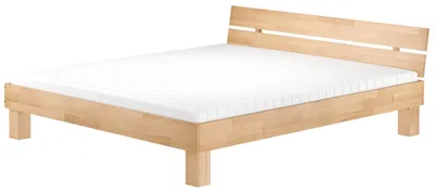 Produktbild von Doppelbett Überlänge Kingsize 180x220 Buche Massivholz natur Zubehör wählbar V-60.80-18-220 Rollrost und Matratze inkl.
