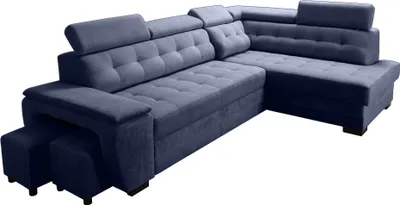 Produktbild von Robin Grand Ecksofa mit Schlaffunktion Bettkasten Kopfstützen 277x180x86 Marineblau Rechst