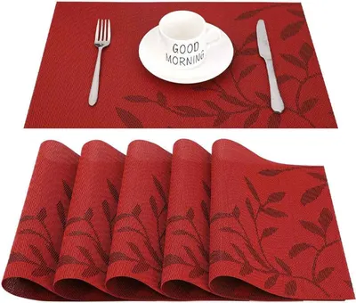 Produktbild von Tischsets - Abwaschbares Tischset - Rotes Tischset - Leicht zu reinigen, 6er-Set (Rot)