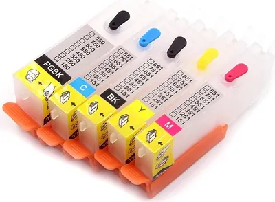 Image de Cartouches d'encre rechargeables compatibles avec Canon PGI-550 noir / CLI-551 noir, cyan, magenta, jaune - 5 cartouches d'encre rechargeables pour Canon Pixma IP7250, IP8750, IX6850, MG5450, MG5550, MG5650, MG5655, MG6350, MG6450, MG6650, MG7150, MG7550, MX725, MX925