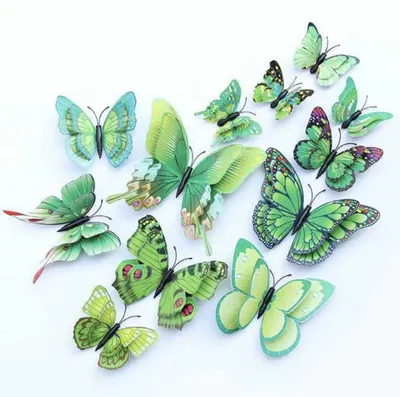 Produktbild von Wandschmetterlinge - Grüne Schmetterlingsdekoration - 12 Schmetterlinge für die Wand - 3D - Schmetterlingsdekoration - CHPN