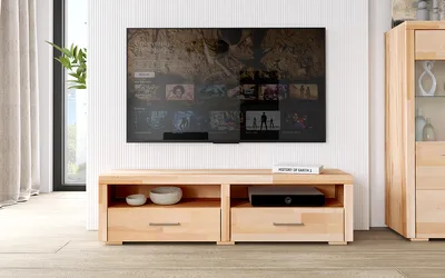 Produktbild von Lowboard Molde 140cm aus Kernbuche teilmassiv geölt, grifflose Optik