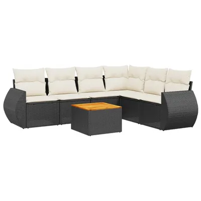 Produktbild von vidaXL 7-tlg. Garten-Sofagarnitur mit Kissen Schwarz Poly Rattan