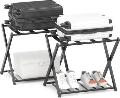 Produktbild von Gepäckständer - Kofferablage 2er-Set - 2 Ebenen - Klappbar - Metall - Freistehend