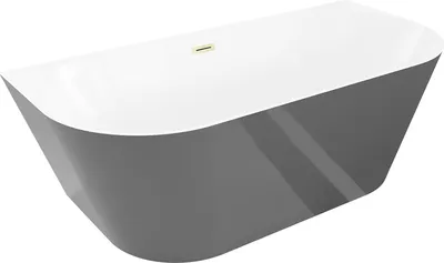 Immagine prodotto di Mexen Oval Slim vasca da bagno freestanding a parete 170 x 80 cm, bianca/grigia, troppopieno oro spazzolato - 52661708062-55
