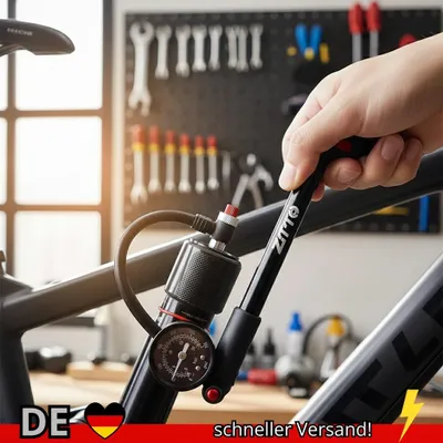 Produktbild von Fahrrad-Stoßdämpfer Pumpe mit Manometer 0-300psi 20bar Hochdruck Luftpumpe