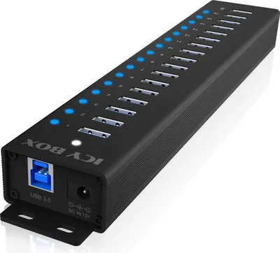 Obrázok produktu pre ICY BOX IB-HUB1717-U3, 16+1 port USB Hub, 16x USB, 1x USB Laden, USB 3.2 Gen 1, 96W Netzteil, Aluminium, schwarz