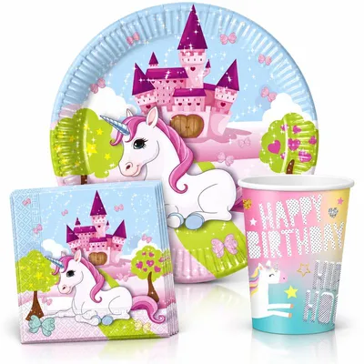 Produktbild von Einhorn Partyset zum Kindergeburtstag 52 tlg.