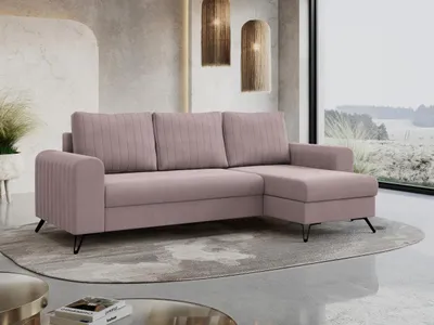Produktbild von Ecksofa L-form, Bettsofa mit Schlaffunktion, zwei Bettkasten - AXEL - Rosa