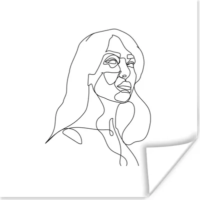 Produktbild von MuchoWow® Poster Frau - Strichzeichnung - Weiß 50x50 cm - Wohnzimmerdekoration