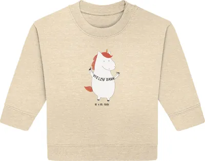 Produktbild von Mr. & Mrs. Panda Organic Baby Pullover Einhorn Dankeschön 6. - 12. Monat - Natural Raw - Geschenk, Vielen Dank, Einhörner, Unicorn, Danksagung, Danke, Bullover