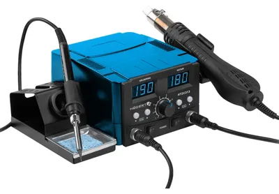 Produktbild von HÖGERT TECHNIK - 2in1 Lötstation 75W Heißluft Lötstation mit Heißluftpistole 750W, digitale Temperaturregelung, LED-Display, ESD Safe für SMD BGA Reparaturen
