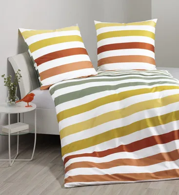 Produktbild von Janine Design Mako-Satin-Bettwäsche-Garnitur 87115 J. D. Farbe gelb grün Größe 240x220+2x80x80