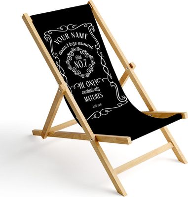 Personalisierbarer Holz Liegestuhl Klappbar Klappliegestuhl Sonnenliege Strandstuhl Wechselbezug Motiv Whiskey [119]