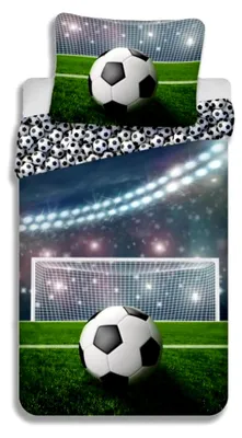 Produktbild von Bettwäsche-Set Fußball, Bettbezug 140x200 cm + 1 Kissenbezug 65x65 cm, 100% Baumwolle, Mehrfarbig