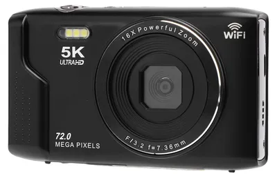 Obrázok produktu pre Retro digitálny fotoaparát 5K, 72 MP, 16-násobný zoom, automatické zaostrovanie, 2,8-palcový displej, Wi-Fi, integrovaná pamäťová karta s kapacitou 32 GB, UHD pre cestovanie, čierny