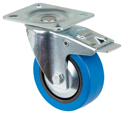 Produktbild von BS Rollen Lenkrolle mit Feststeller Durchmesser 100mm Tragfähigkeit 140kg Elastic-Vollgummirad Platte 104x80mm - L520.B61.101