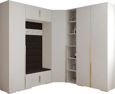Produktbild von MEBLE KRYSPOL Inova 1 Möbelset Garderobe, 236,7x371,7x47cm - Weiß, Manila 04, Gold