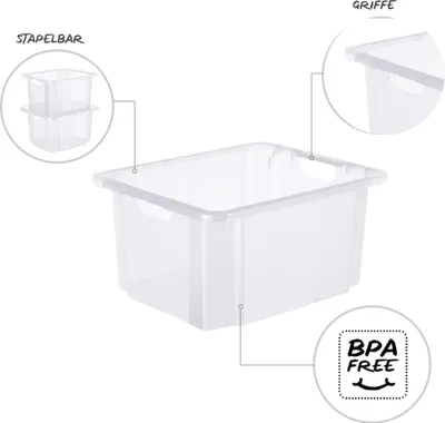 Produktbild von Drehstapelbox 26 l REVERSO, Farbe:Transparent