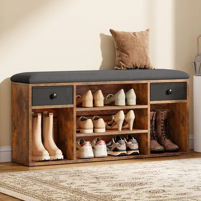 Produktbild von Schuhbank mit Stauraum, Sitzbank Schuhregal Schuhschrank mit Sitzkissen, 105 x 30 x 48,5 cm