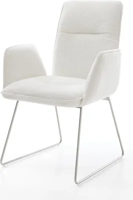 Produktbild von DELIFE Esszimmerstuhl Vinja-Flex Bouclé Soft Beige Kufengestell Edelstahl
