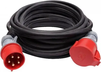 Image de Rallonge Solight - prise, 15m, 400V/32A, noir, câble en caoutchouc H05RR-F 5G 2.5mm2