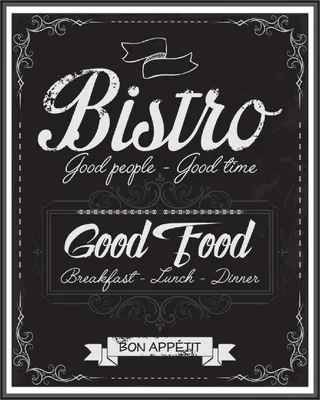 Produktbild von Wallario Poster - Bistro-Design in schwarz-weiß, Kunstdruck Größe: 40 x 50 cm