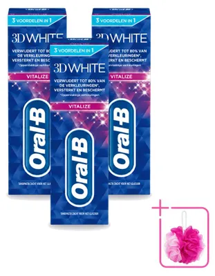 Image de 3 tubes de dentifrice blanchissant Oral-B 3D White Vitalize - 75 ml - Pack économique - 3 pièces