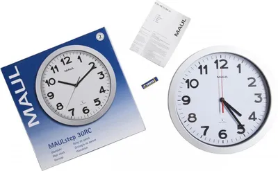 Image de MAUL Horloge murale MAULstep Ø 30 x 5 cm radiocommandée plastique 1 x AA (1.5 V) argenté