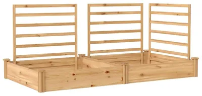 Produktbild von Hochbeet mit Rankgitter Holz Blumenkasten mit 3 Spalier Trennwand Offenem Boden 240 x 125 x 102 cm Naturholz