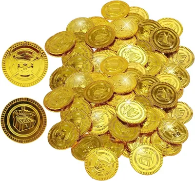 Productafbeelding van Gouden munten - Speelgeld schat - Feestdecoratie - Piraten thema - 50 stuks - Goud