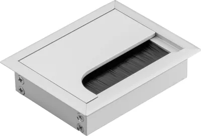 Produktbild von GTV - Kabeltülle Merida - Kabeldurchführung mit Öffnungsdeckel - Kabeldurchlass Rechteckig Kabelorganisation für Möbel Kabeldurchlass/für die Installation in der Arbeitsplatte / 80x100mm / Silber