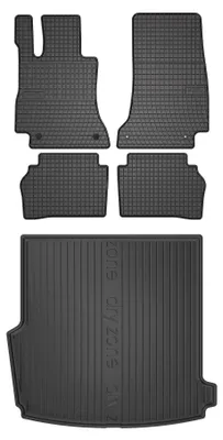 Image de Tapis en caoutchouc + bac de coffre pour Mercedes Klasa E S213 2016-2023 (break, coffre standard) – 5 pièces, noirs, sur mesure