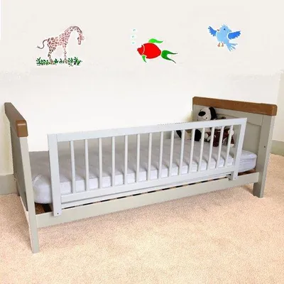 Zdjęcie produktu dla Drewniane łóżeczko dziecięce – siatka zabezpieczająca – 1 sztuka – białe – 38 cm – 110 cm