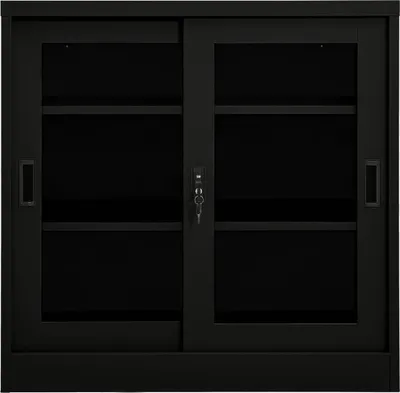 Produktbild von vidaXL Schrank mit Schiebetür Schwarz 90x40x90 cm Stahl