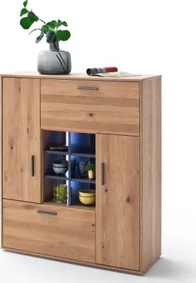 Produktbild von Highboard Portland | Asteiche Bianco massiv | ohne Beleuchtung