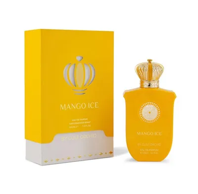Image de Gulf Orchid Mango Ice Eau de Parfum 100ml - Parfum unisexe fruité et sucré à la mangue, à la rhubarbe et à la vanille - Parfum gourmand au gingembre, à l'ambre et au caramel