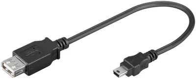 Produktbild von USB-A-auf-Mini-B-Adapter, 0,2 m, schwarz 2,5 W, 0,5 A, 480 Mbit/s, USB 2.0