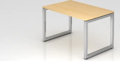 Produktbild von Schreibtisch Pavo | Ahorn | Silber Gestell | BxT 120x80cm | Arbeitshöhe 65-85cm | höhenjustierbar, 1cm Raster | O-Fuß-Gestell eckig | Rechteckform mit schwebender Tischplatte
