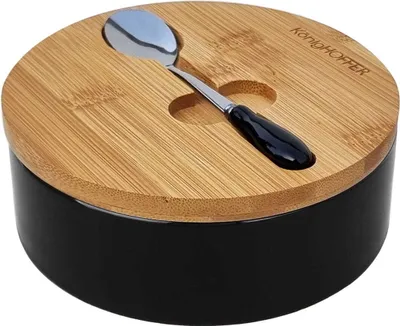 Produktbild von Zuckerdose Aus Keramik Mit Löffel Und Bambusdeckel Tadar Td-7624