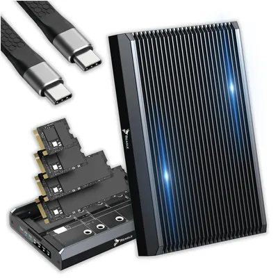 Produktbild von Reagle M.2 SSD Gehäuse RAID NVMe SATA USB C 20Gbps Klonen Adapter kompatibel mit M Key B+M Key