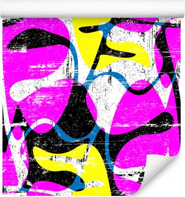 Zdjęcie produktu dla Tapeta dekoracja Ścienna Abstrakcyjna kolorowe rysunki graffiti pokój młodzieżowy z efektem 3D